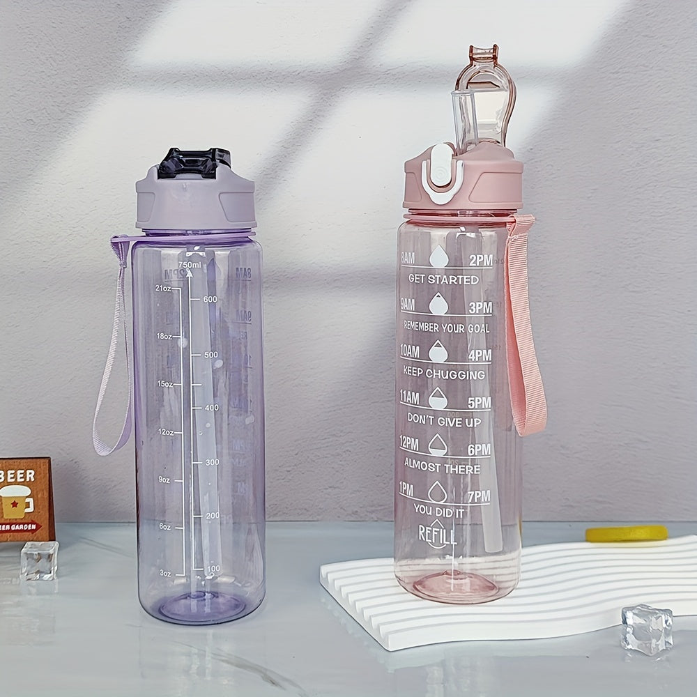 750ml Portable Plastic Water Bottle with Handle - Foldable, Lightweight, Ideal for Office & Camping - Black, Pink, Purple Tumblers & Water Glasses with Safety Lock & Silicone Straw