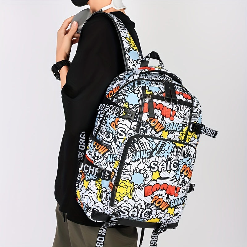 Graffiti Schoolbag, Lightweight Casual Schoolbag, Traveling Schoolbag, Teenagers Middle School Students Boys Girls Bag