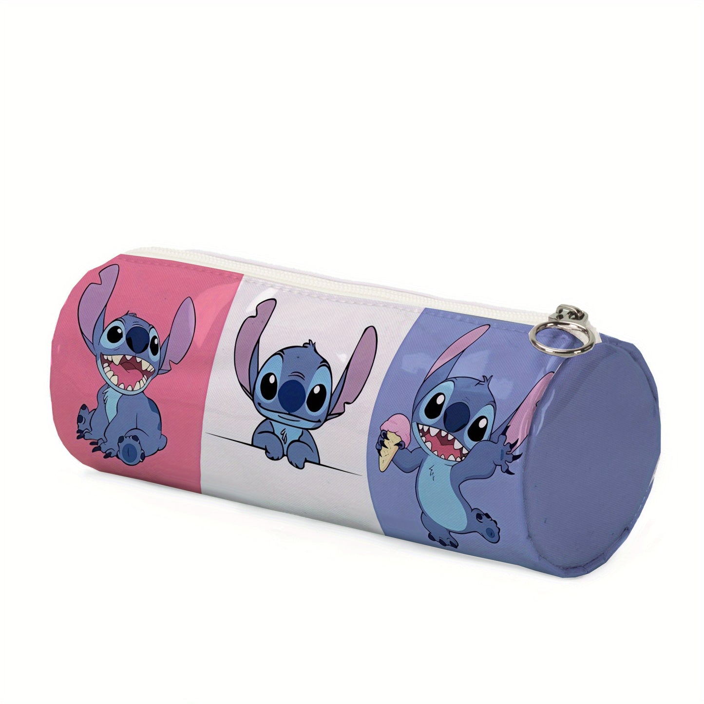 Disney Stitch Large Capacity Pencil Case - Cute Cartoon Design, Round Storage Organizer For Students, Perfect Gift Idea