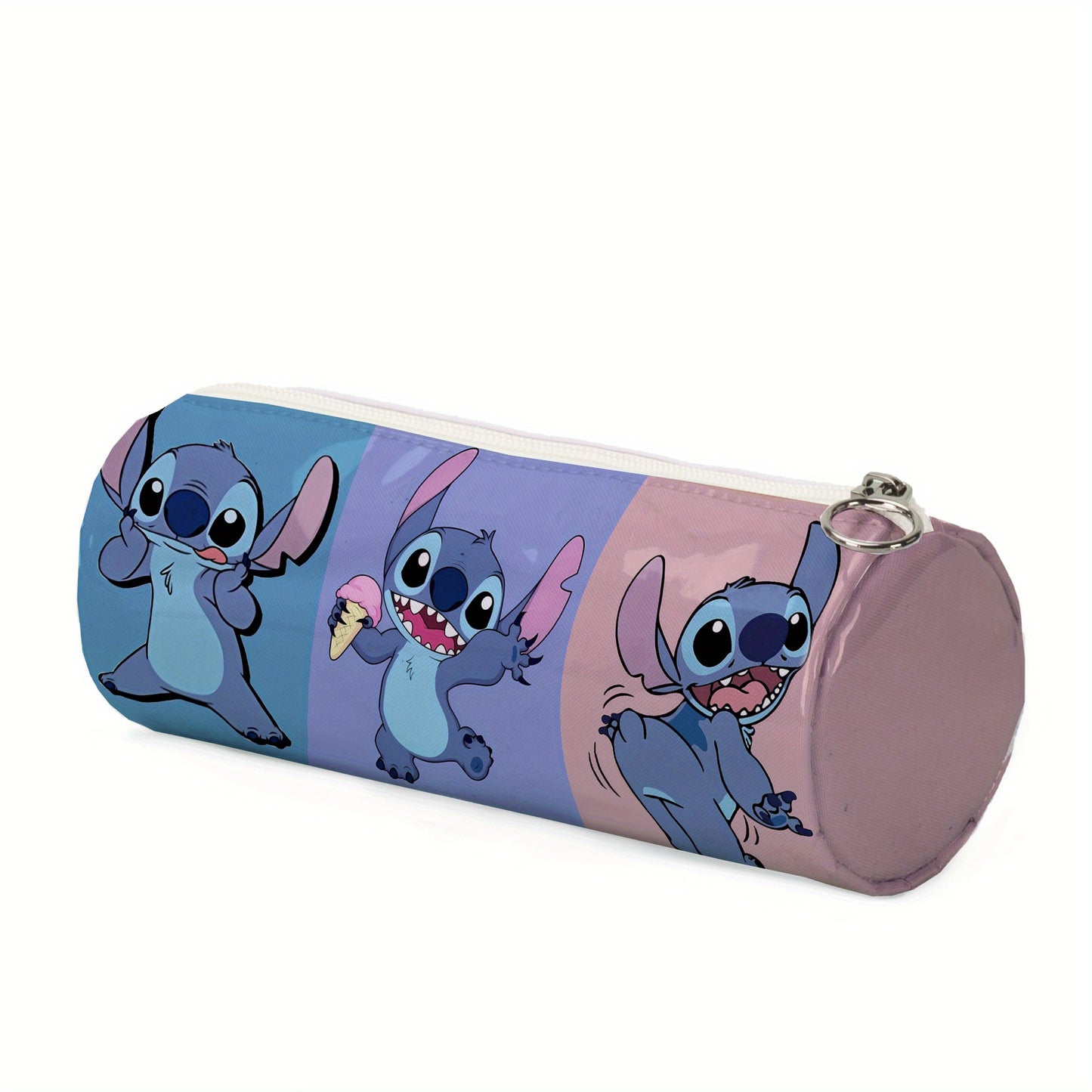 Disney Stitch Large Capacity Pencil Case - Cute Cartoon Design, Round Storage Organizer For Students, Perfect Gift Idea