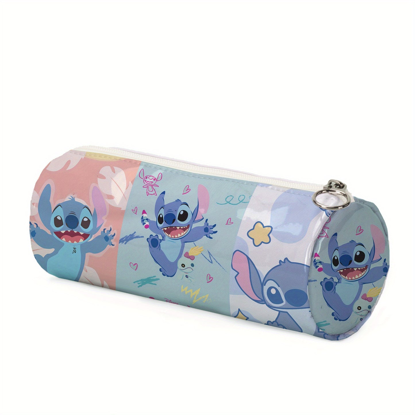 Disney Stitch Large Capacity Pencil Case - Cute Cartoon Design, Round Storage Organizer For Students, Perfect Gift Idea