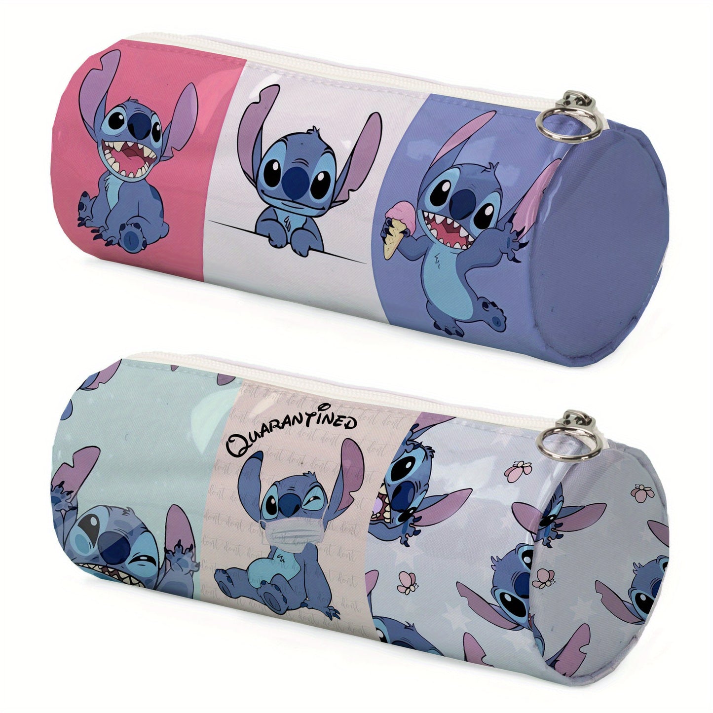 Disney Stitch Large Capacity Pencil Case - Cute Cartoon Design, Round Storage Organizer For Students, Perfect Gift Idea