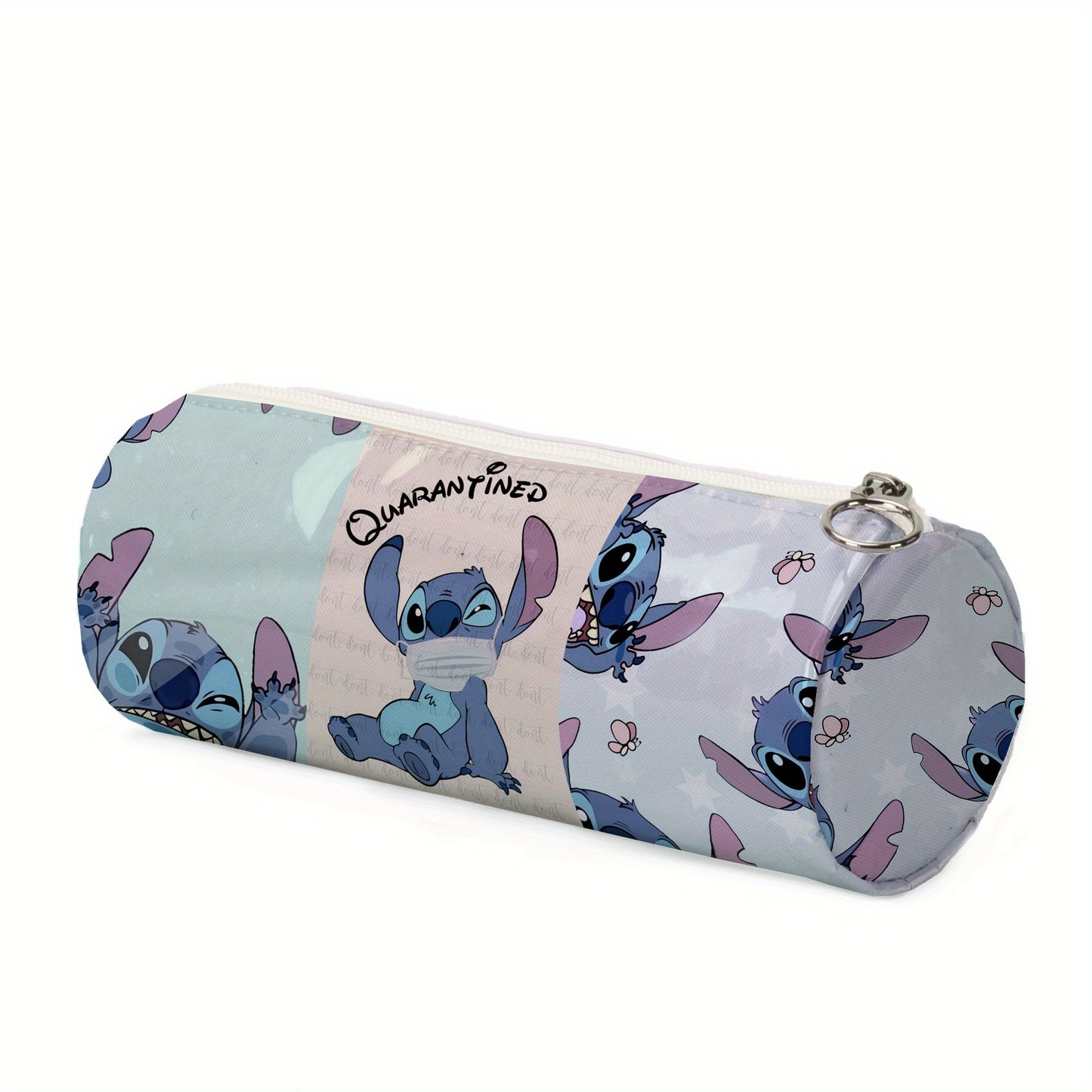 Disney Stitch Large Capacity Pencil Case - Cute Cartoon Design, Round Storage Organizer For Students, Perfect Gift Idea