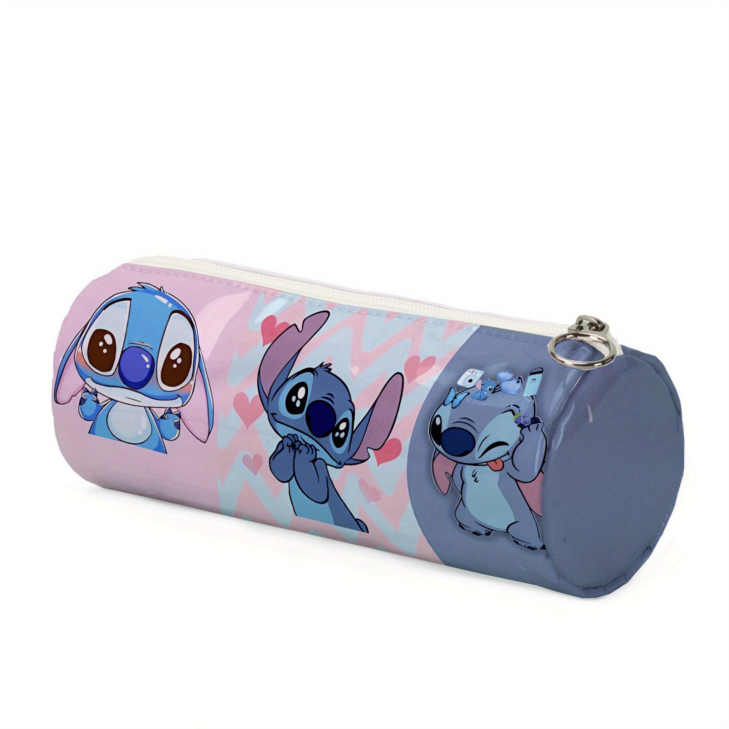 Disney Stitch Large Capacity Pencil Case - Cute Cartoon Design, Round Storage Organizer For Students, Perfect Gift Idea