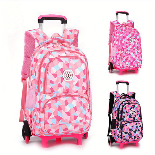 Multi-color Trolley Backpack For Teens, Multi-layer College Backpack With In-line Skate