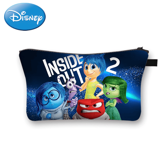 Disney Brain Squad 2 Fashionable Makeup Bag - Durable Polyester, Cartoon Design, Foldable Cosmetic Organizer & Evening Clutch