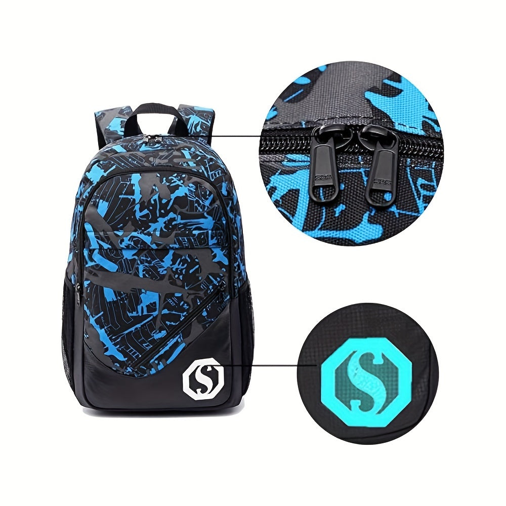 3pcs/set Glow In The Dark Backpack For Middle School Students, Boys Girls Student Backpack With Lunch Box And Pencil Case