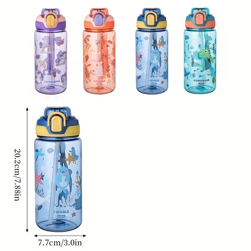 1pc 600ml Cute Cartoon Sports Water Bottle - Leakproof And BPA-Free- Perfect For Outdoor Activities And Fitness