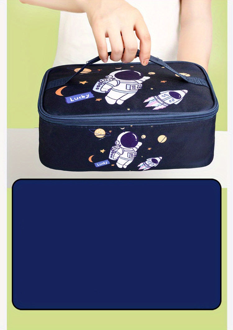 Cartoon Print Insulated Lunch Handbag, Lightweight Zipper Bento Bag, Suitable For Picnic & Work & School !