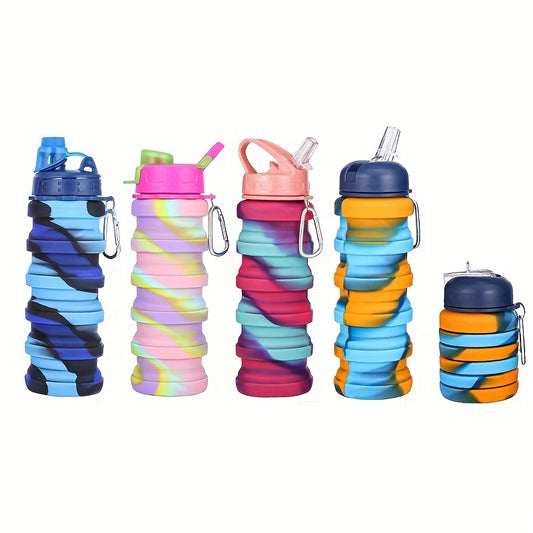 Silicone Collapsible Water Bottle, 500ml, Outdoor Travel Hiking Cup With Folding Design, BPA-Free And Durable