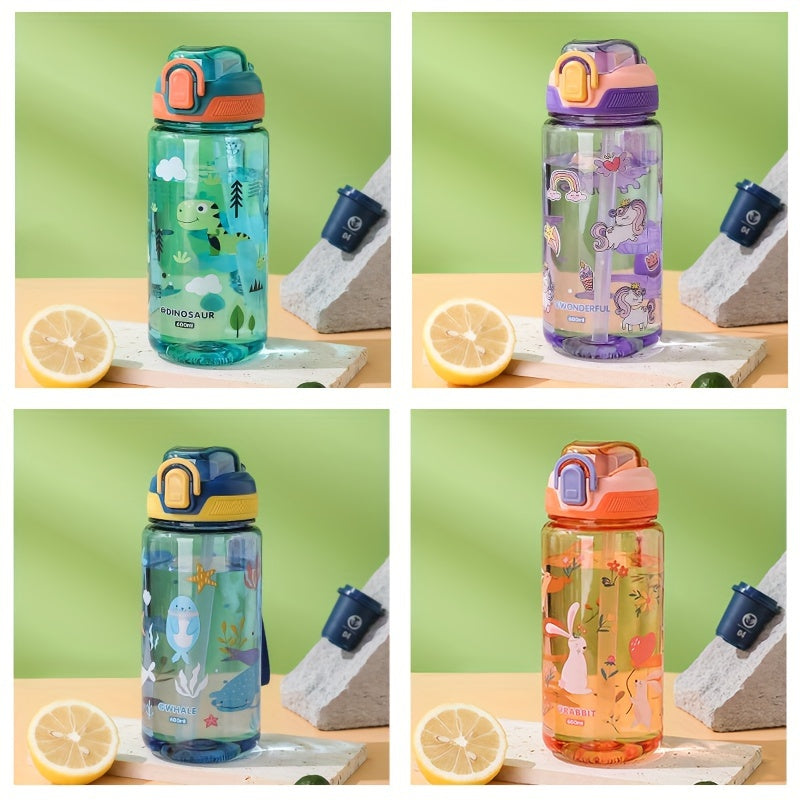 1pc 600ml Cute Cartoon Sports Water Bottle - Leakproof And BPA-Free- Perfect For Outdoor Activities And Fitness