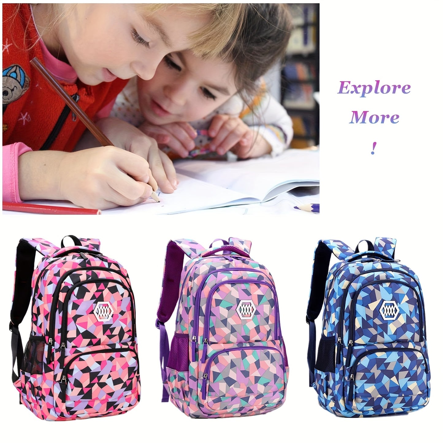 3pcs Students Waterproof Schoolbag Set Girls Backpack Princess School Bag