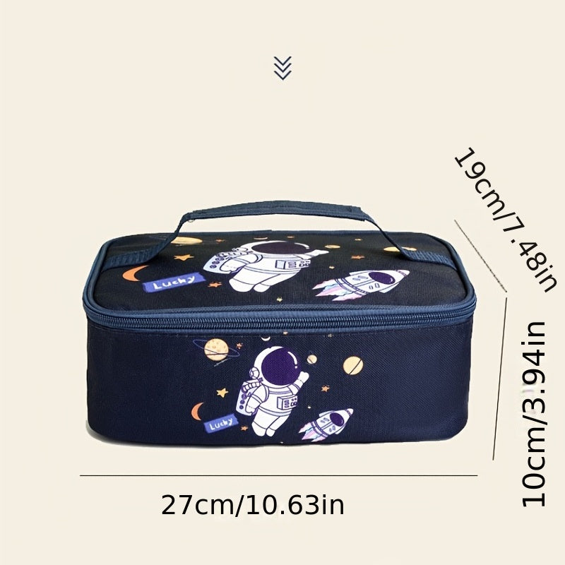 Cartoon Print Insulated Lunch Handbag, Lightweight Zipper Bento Bag, Suitable For Picnic & Work & School !