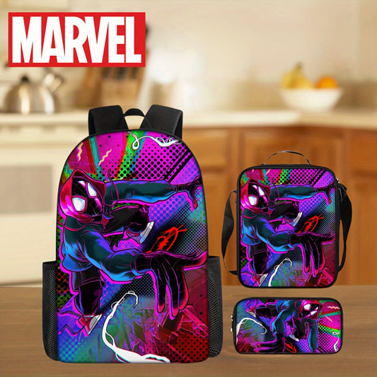 3pcs Spider-Man Backpack Set, Student Large Capacity School Bag Handheld Bag Pen Bag Set