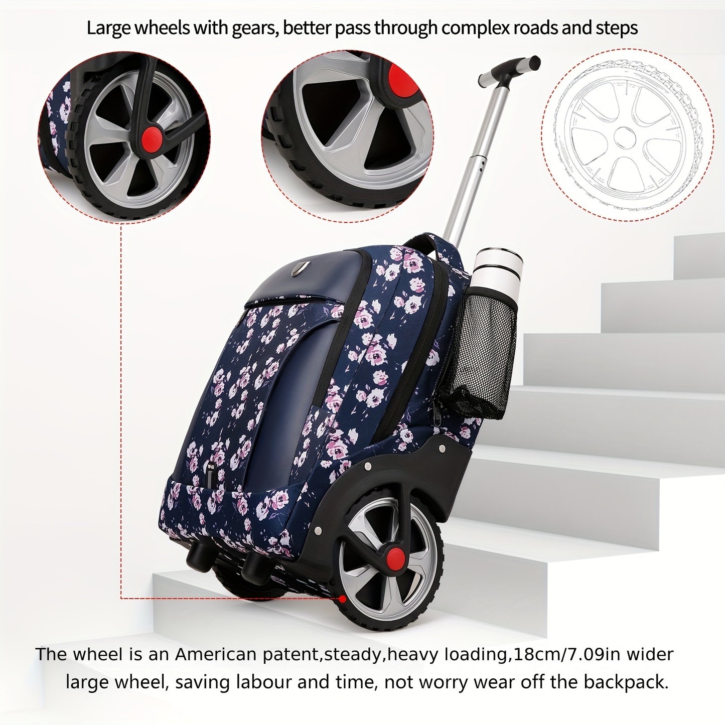 1pc New Luggage, Business Trolley Backpack, Trolley Case With Large Wheels For Climbing Floors, Trolley Bag, Lightweight Backpack