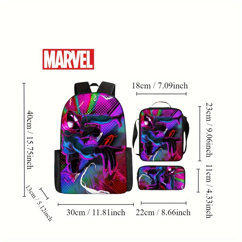 3pcs Spider-Man Backpack Set, Student Large Capacity School Bag Handheld Bag Pen Bag Set