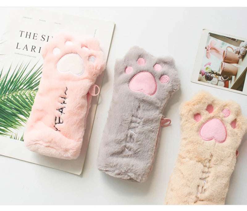 Cat Claw Pencil Case Cute Plush Trousse Scolaire Creativity Pencilcase Kawaii Estuche Lapices Paw Pencil Case School For Girl