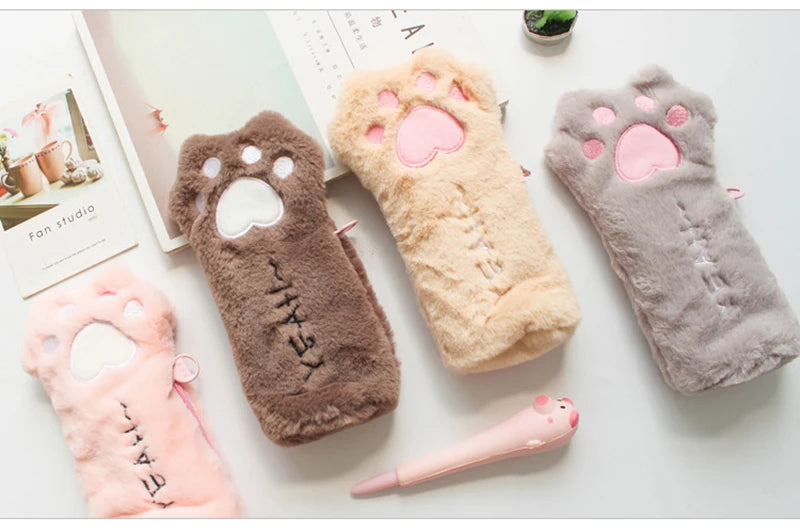 Cat Claw Pencil Case Cute Plush Trousse Scolaire Creativity Pencilcase Kawaii Estuche Lapices Paw Pencil Case School For Girl