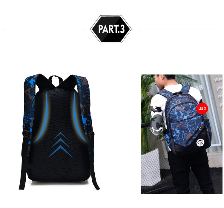 3pcs/set Male backpacks high school bags for women 2023 boys one shoulder big student travel bag men school backpack sac mochila