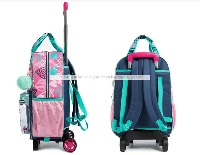 16 Inch 3 pcs set Kids School Trolley backpack Bag Wheeled Backpack School Bags with wheels School Trolley Bags wheels lunch bag