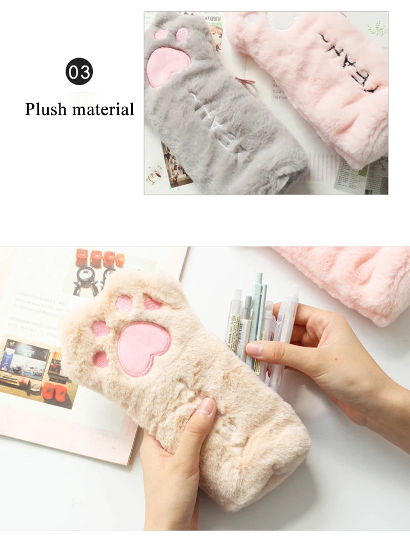 Cat Claw Pencil Case Cute Plush Trousse Scolaire Creativity Pencilcase Kawaii Estuche Lapices Paw Pencil Case School For Girl