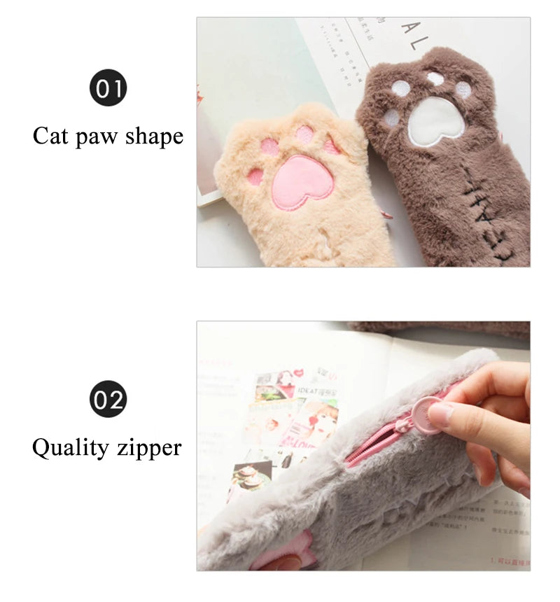 Cat Claw Pencil Case Cute Plush Trousse Scolaire Creativity Pencilcase Kawaii Estuche Lapices Paw Pencil Case School For Girl