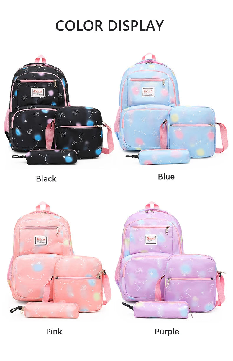 3 pcs/set Floral Printing School Backpack Girl School Bags For Women Girls Bagpacks School Bags Teenage Rucksack school bag sac