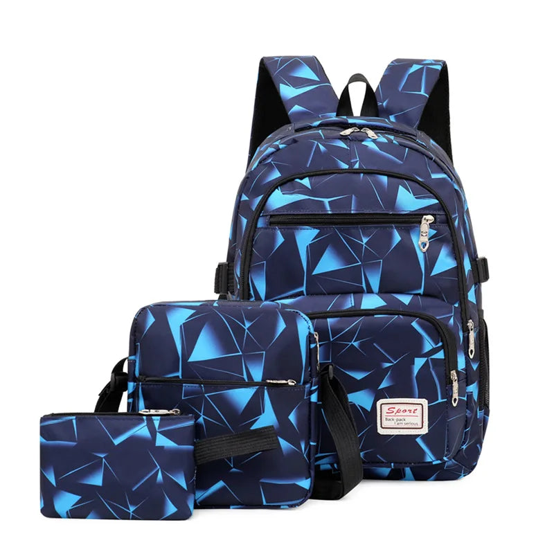 3pcs/set Male backpacks high school bags for women 2024 boys one shoulder big student travel bag men school backpack mochila