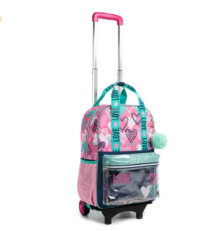 16 Inch 3 pcs set Kids School Trolley backpack Bag Wheeled Backpack School Bags with wheels School Trolley Bags wheels lunch bag