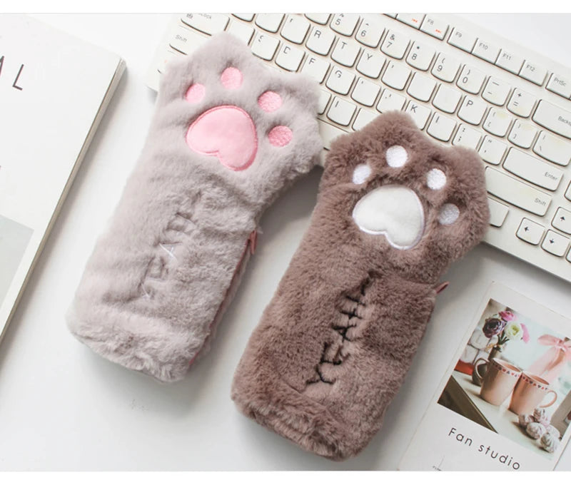 Cat Claw Pencil Case Cute Plush Trousse Scolaire Creativity Pencilcase Kawaii Estuche Lapices Paw Pencil Case School For Girl