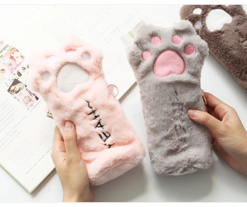 Cat Claw Pencil Case Cute Plush Trousse Scolaire Creativity Pencilcase Kawaii Estuche Lapices Paw Pencil Case School For Girl