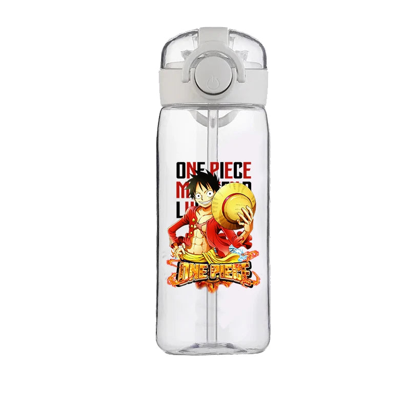 400ml One Piece Luffy ACE Cartoon Anime Portable Plastic Drinking Straw Male Student Sports Kettle Portable Child Cup New Gift