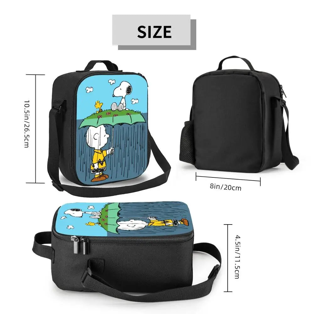 Custom Cartoon Snoopy Astronaut Lunch Bag Women Warm Cooler Insulated Lunch Box for Student School