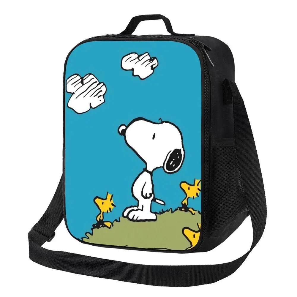 Custom Cartoon Snoopy Astronaut Lunch Bag Women Warm Cooler Insulated Lunch Box for Student School