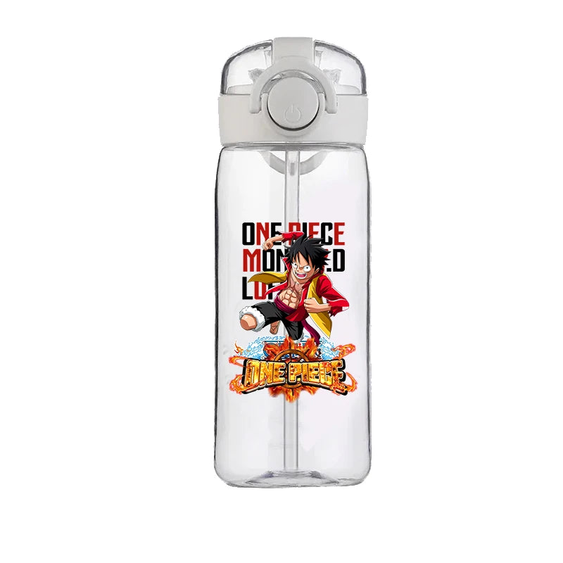 400ml One Piece Luffy ACE Cartoon Anime Portable Plastic Drinking Straw Male Student Sports Kettle Portable Child Cup New Gift