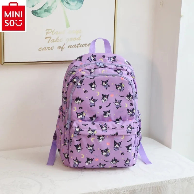 MINISO Sanrio Hello Kitty Fresh Large Capacity Load Reducing backpack Student High Quality Nylon Multi functional Backpack