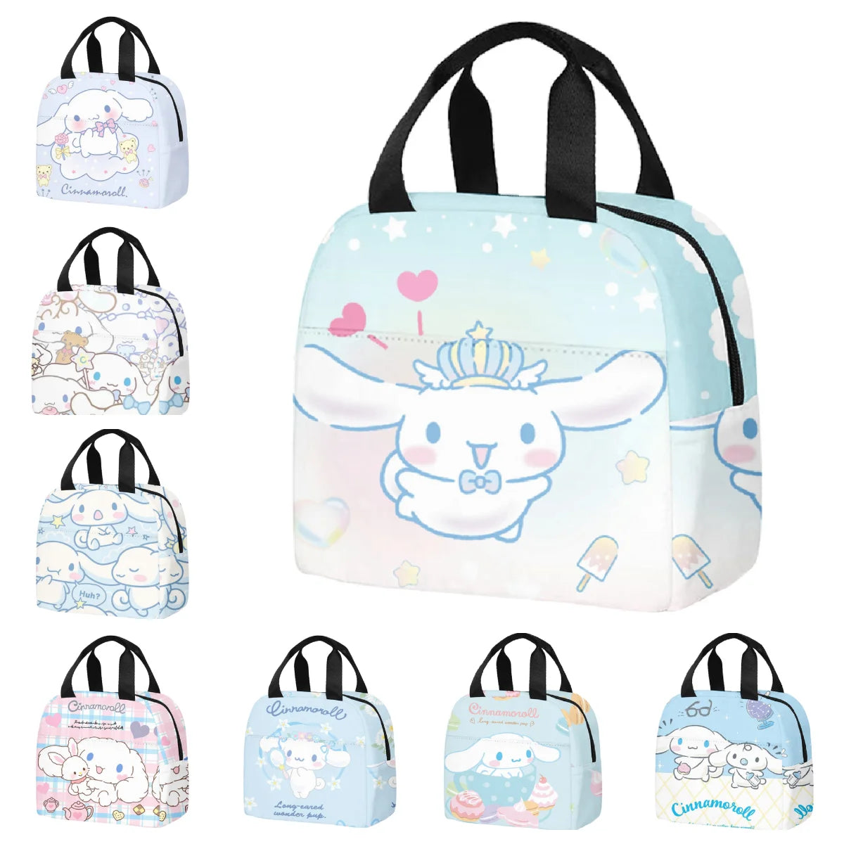 Cinnamorolls Series Student Portable Insulation Effect Lunch Box Bag Cute Cartoon Printing Lunch Bags Oxford Fabric Material Bag