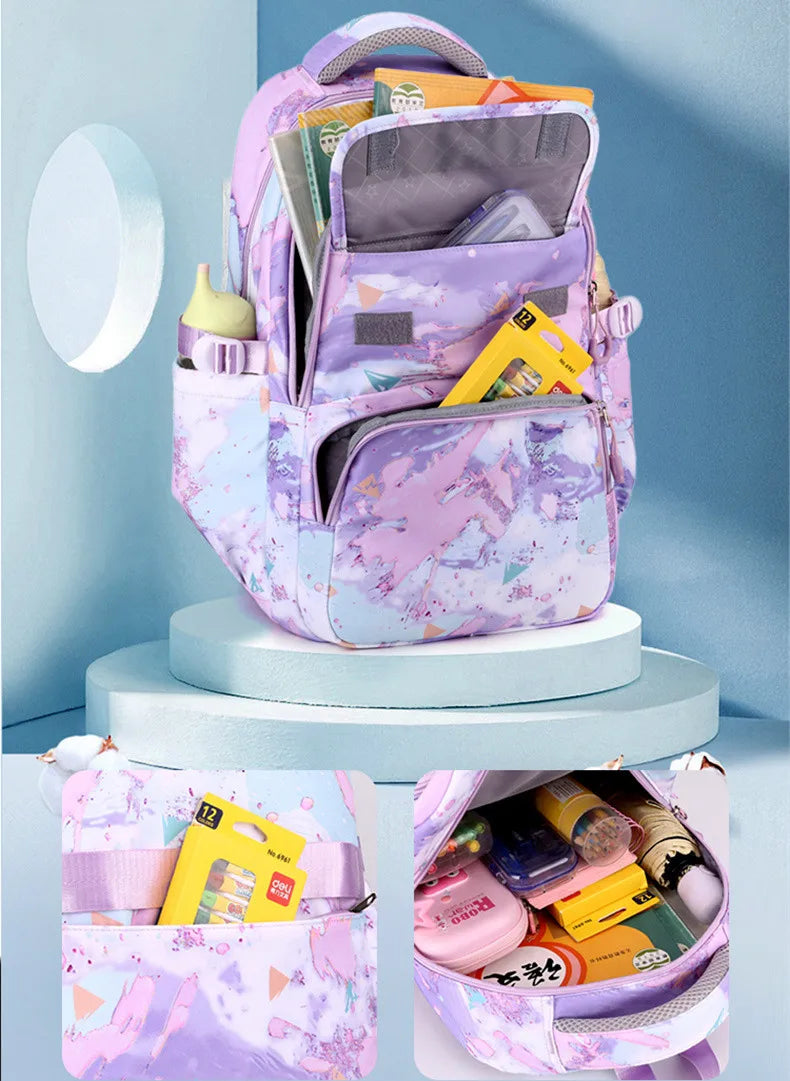 3Pcs/Set Camouflage Printing Kids Backpack For Girl Kids School Bag Children Waterproof Schoolbag Get Free Cartoon Pendant GIFT