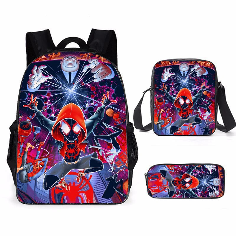 3Pcs Set Mochila Spider verse Miles Morales children's backpack boy School Bags For Teenage kids Travel Backpack Pencil bag