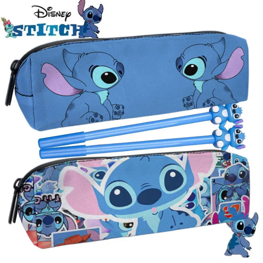 2pcs Disney Anime Lilo & Stitch Pencil Case pen set Kawaii Stitch Print Pen Bag Cartoon Students Storage Bag Stationery Toy Gift