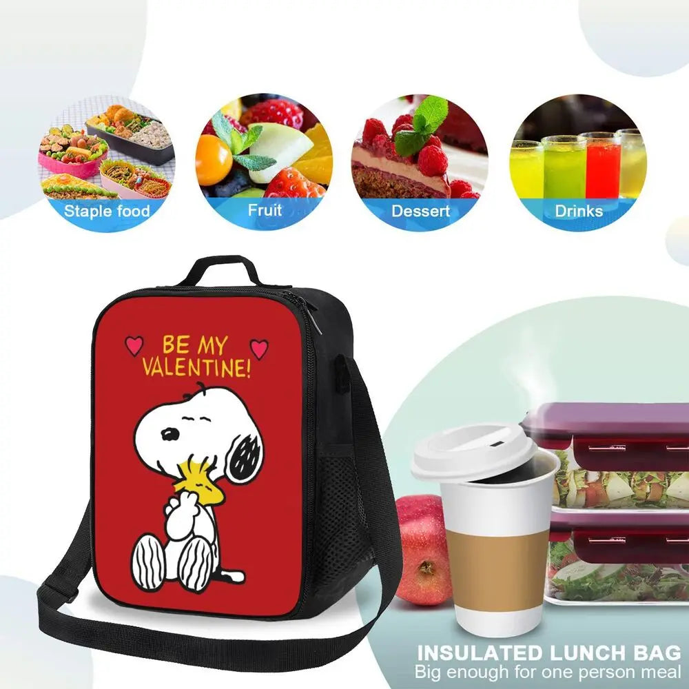 Custom Cartoon Snoopy Astronaut Lunch Bag Women Warm Cooler Insulated Lunch Box for Student School