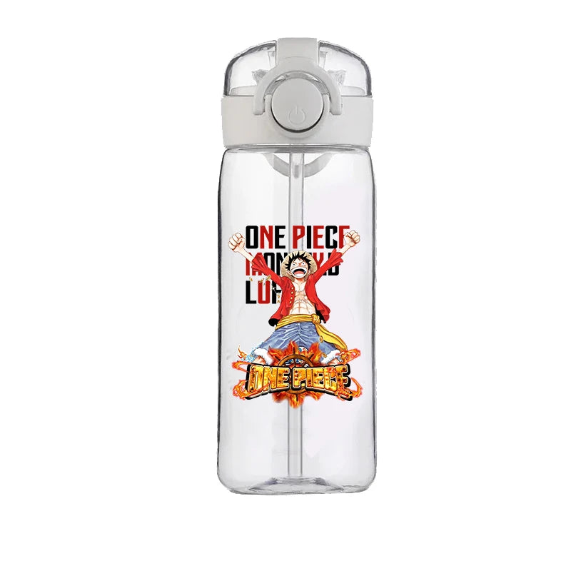 400ml One Piece Luffy ACE Cartoon Anime Portable Plastic Drinking Straw Male Student Sports Kettle Portable Child Cup New Gift