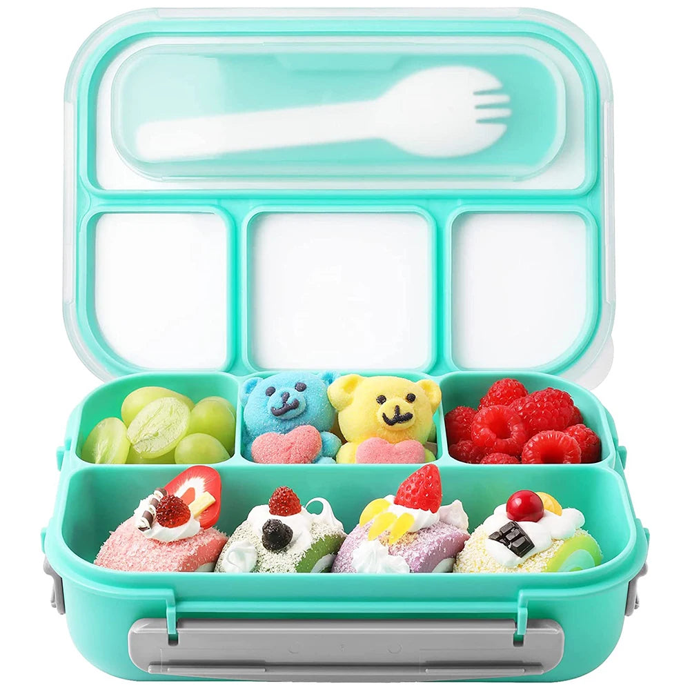 Bento Box Lunch Box Adult LunchBox Containers For Toddler Kids Adults 1300ml 4 Compartments Fork Leak-Proof Microwave Dishwasher