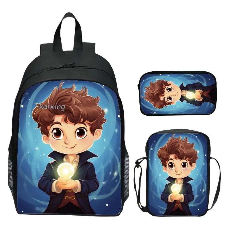 3PCS School Bag Set Cute Cartoon Printing School Bags Women Men Travel Backpacks Capacity Girls Mochilas With Shoulder Bag