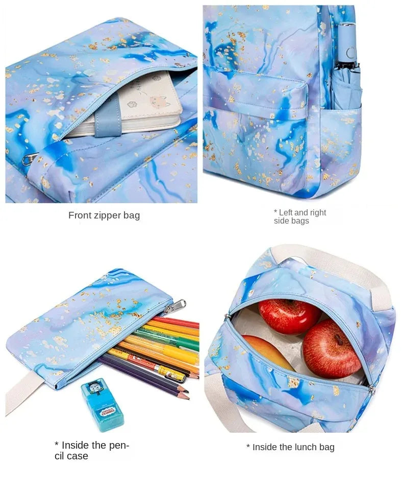 3pcs School Bags for Teenagers Girls School Students Backpack Cute Book Bag Waterproof School bag Set With Lunch bag Pencil case