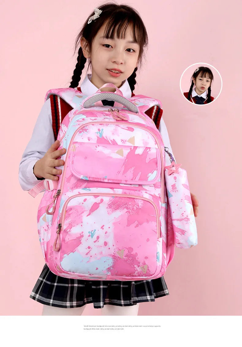 3Pcs/Set Camouflage Printing Kids Backpack For Girl Kids School Bag Children Waterproof Schoolbag Get Free Cartoon Pendant GIFT