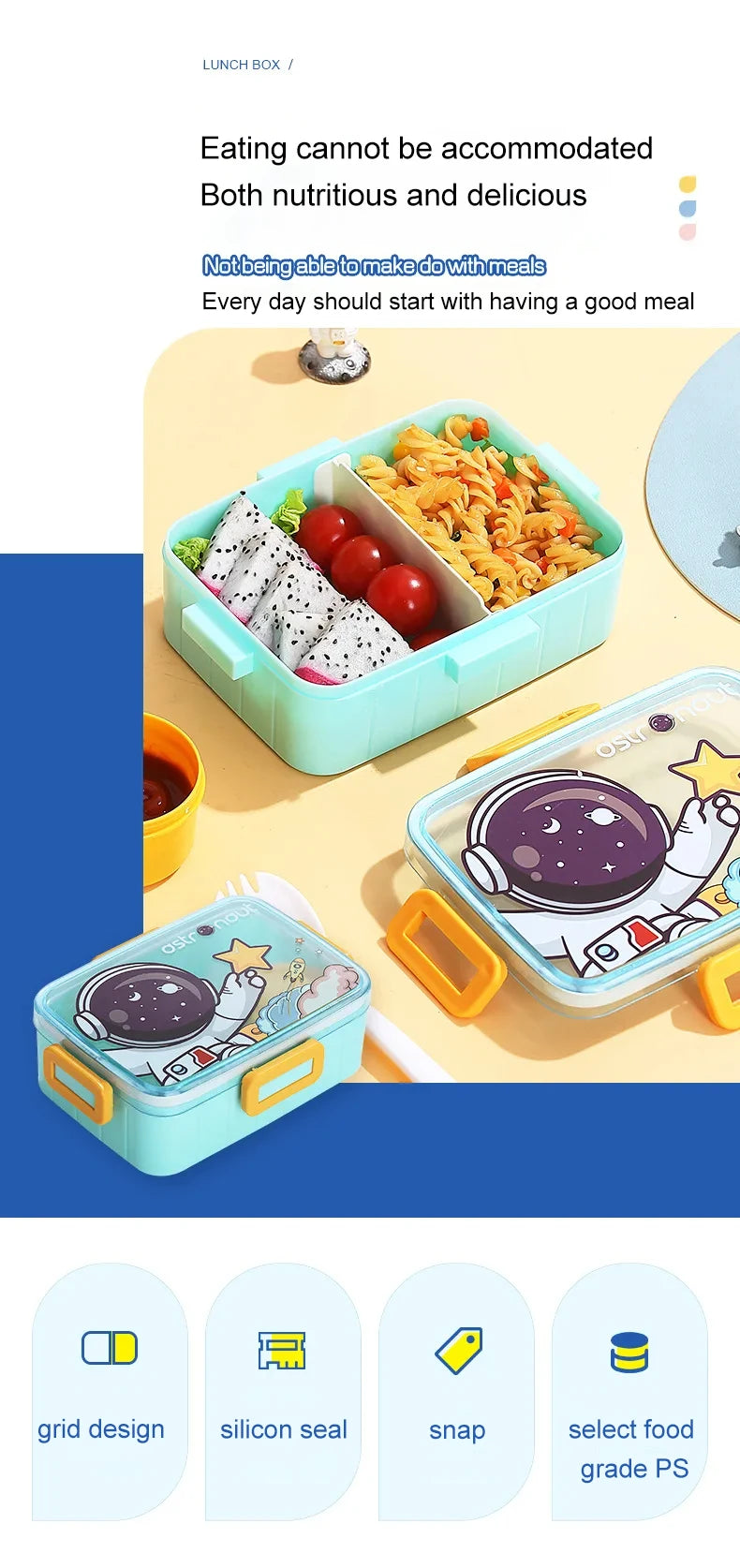 Cute Lunch Box for Kids Girls Boys With Compartments Bento Lunchbox School Child Leakproof Children's Food Snack Boxes New 2024