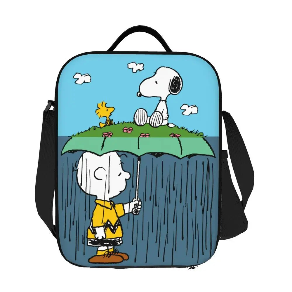 Custom Cartoon Snoopy Astronaut Lunch Bag Women Warm Cooler Insulated Lunch Box for Student School