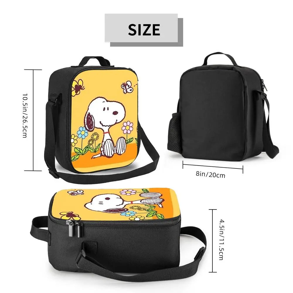 Custom Cartoon Snoopy Astronaut Lunch Bag Women Warm Cooler Insulated Lunch Box for Student School