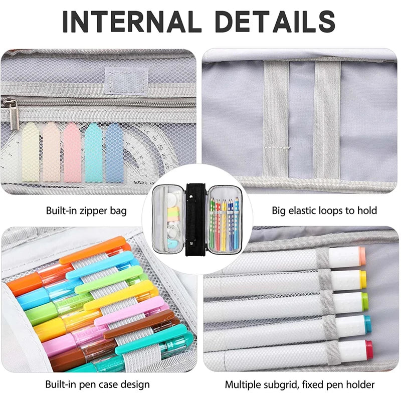 Pen Storage Bag Pencil Case 4 Layer Large Capacity Cosmetic High Quality Study Supplies Simple Student Stationary Boxes